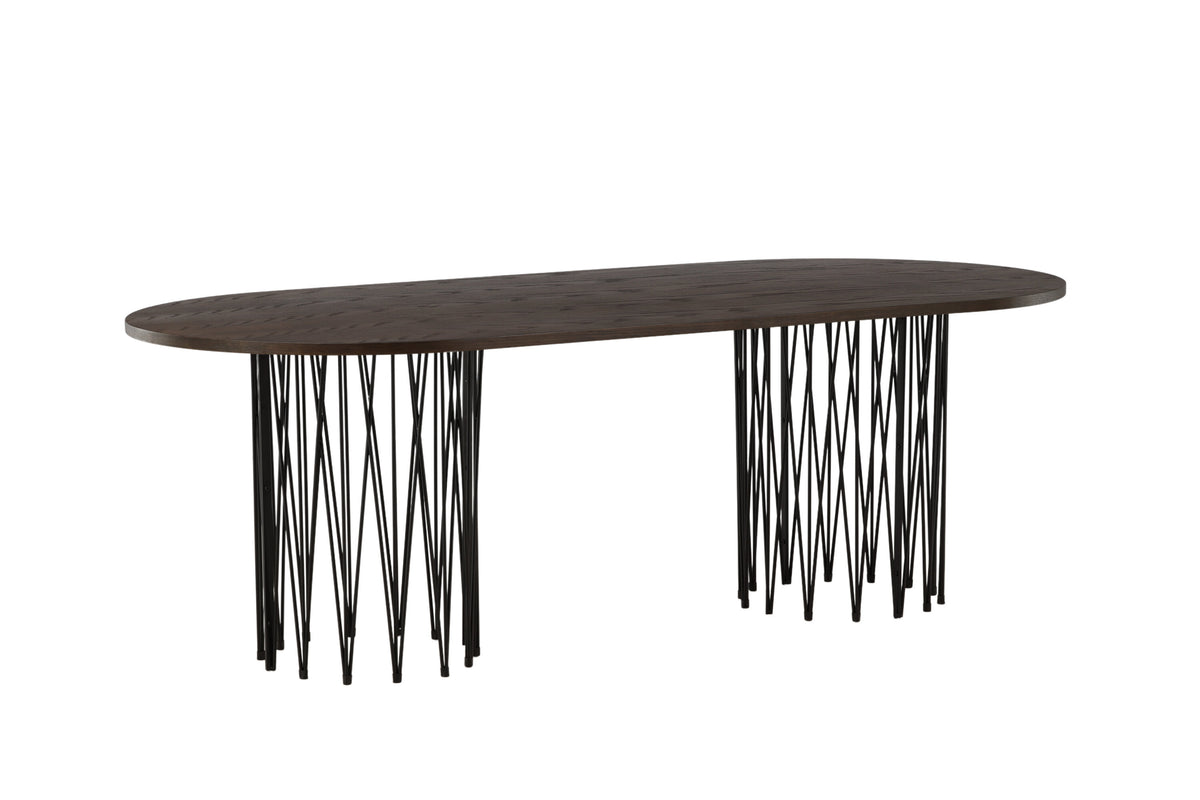 Stone ovalt spisebord - 220 × 100 cm - sort, mokka - billede 3
