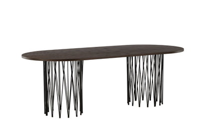 Stone ovalt spisebord - 220 × 100 cm - sort, mokka - billede 3