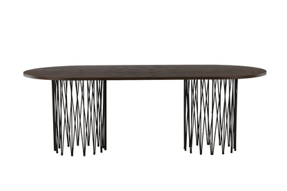 Stone ovalt spisebord - 220 × 100 cm - sort, mokka - billede 5