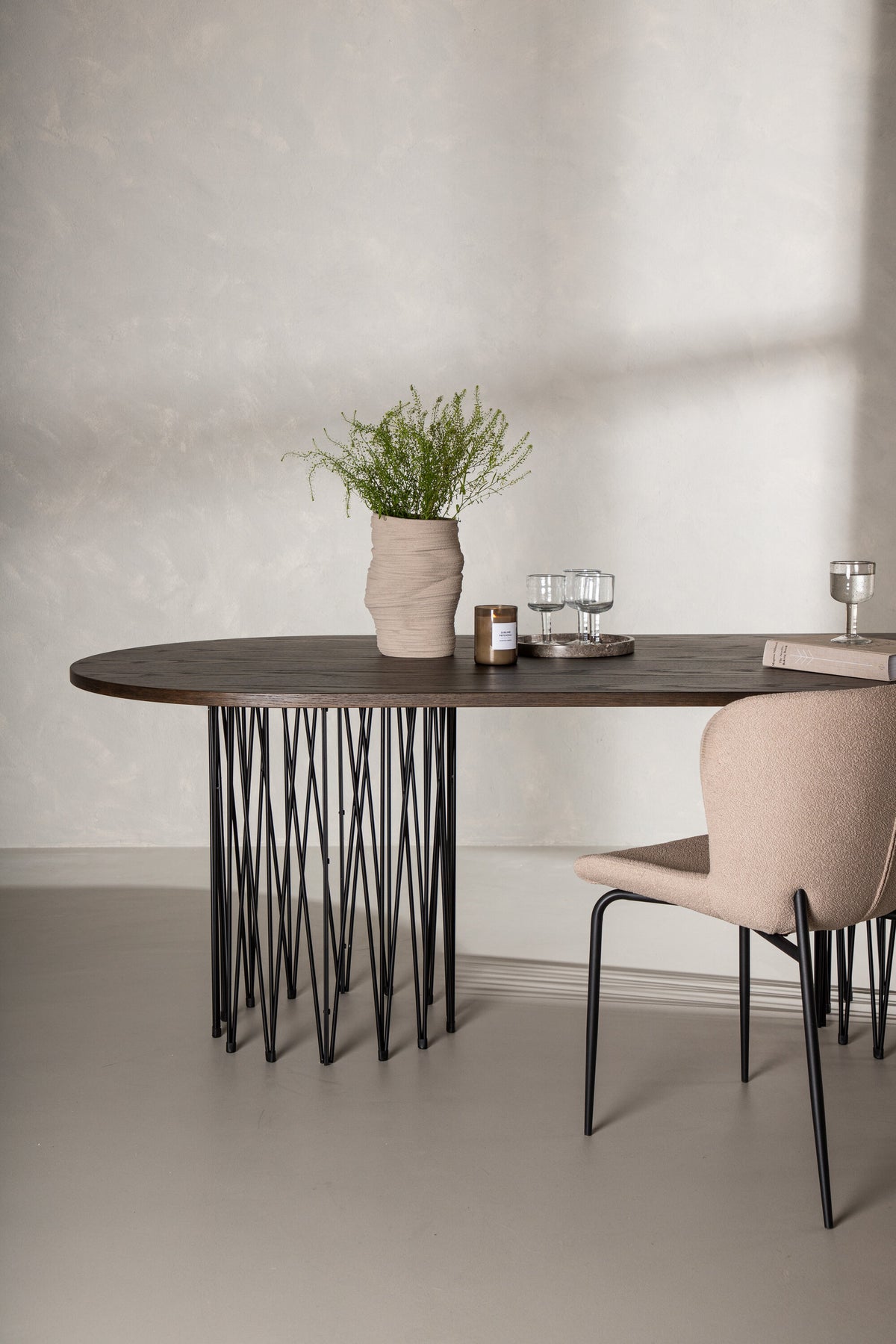 Stone ovalt spisebord - 220 × 100 cm - sort, mokka - billede 19