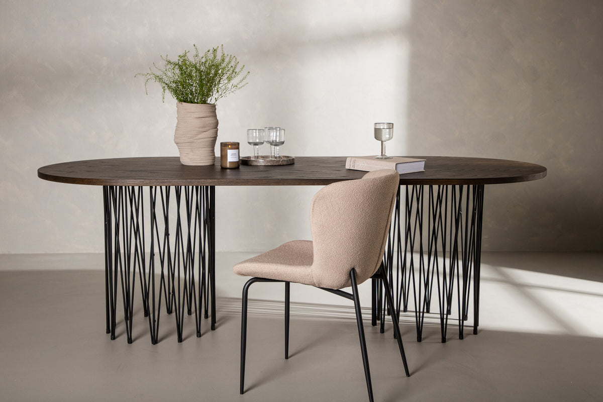 Stone ovalt spisebord - 220 × 100 cm - sort, mokka - billede 14