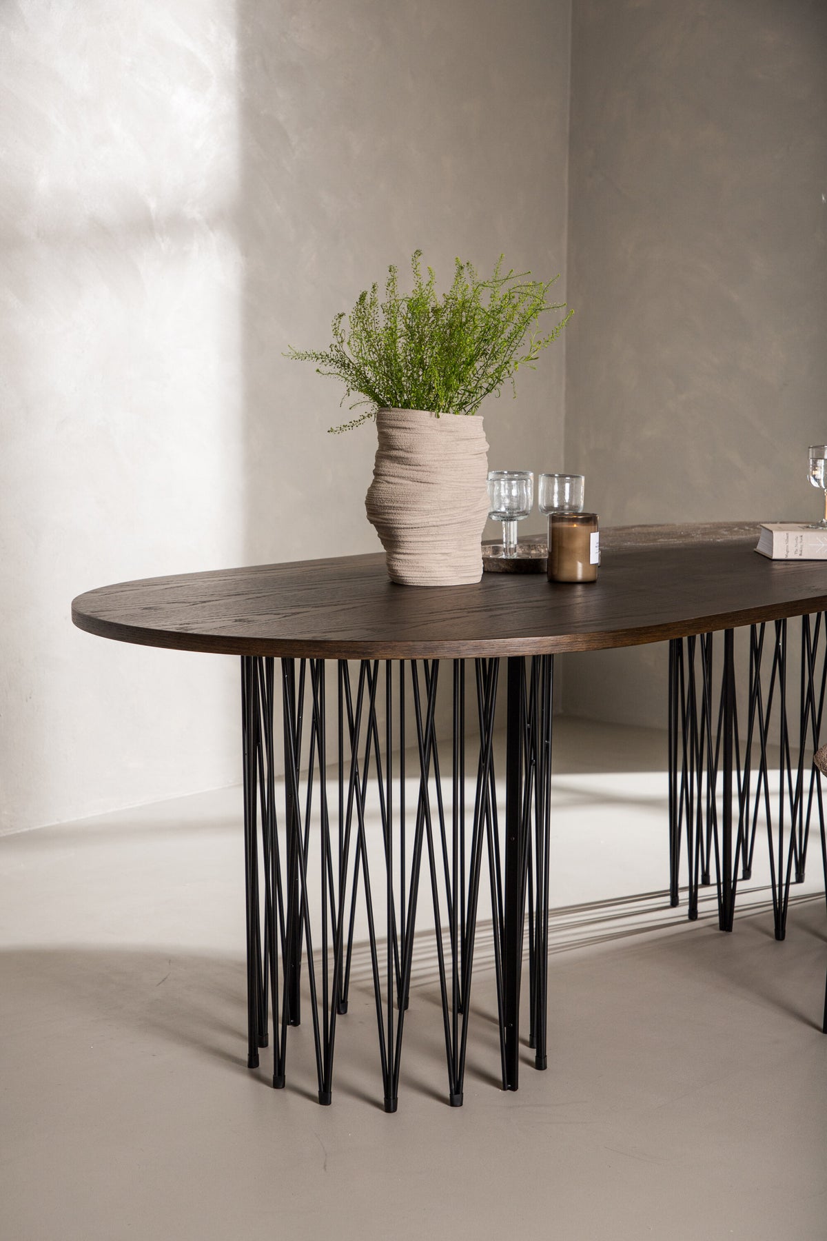 Stone ovalt spisebord - 220 × 100 cm - sort, mokka - billede 22