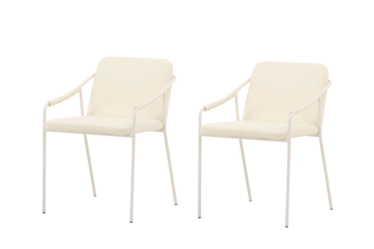 Tvist spisebordsstole - beige - 2 stk. - billede 1