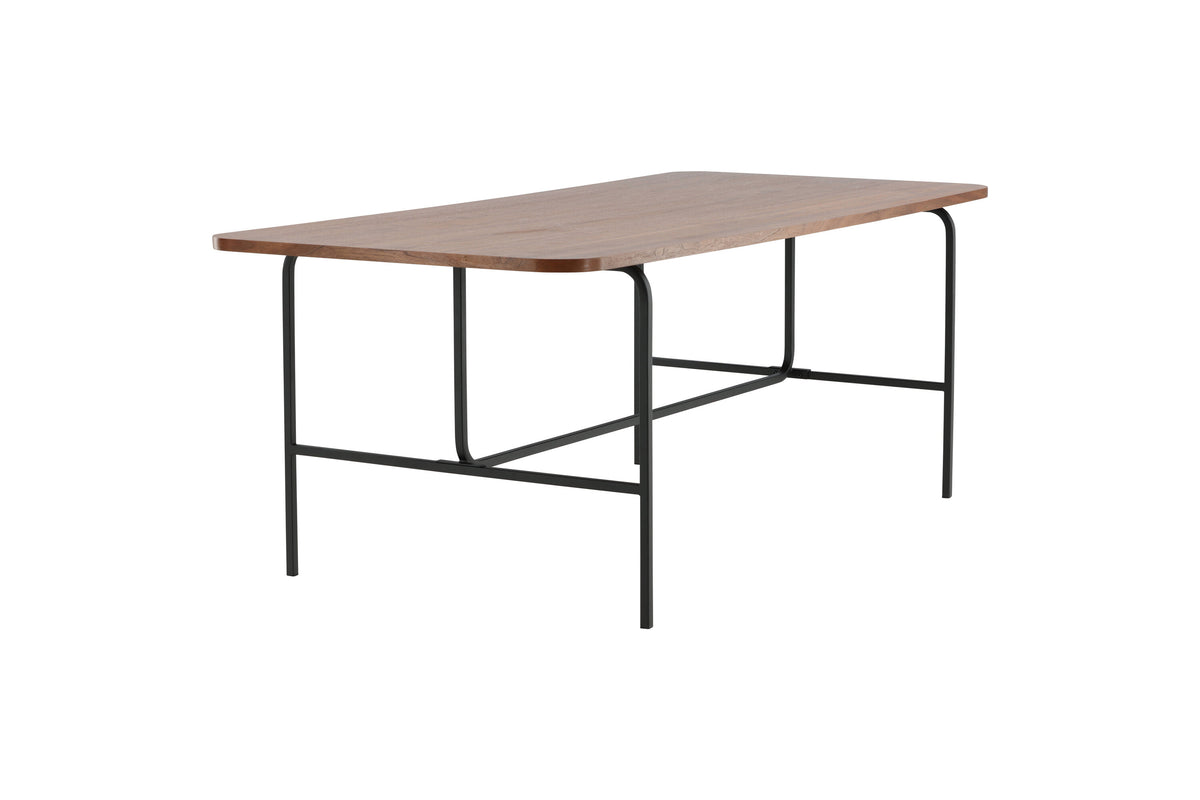 Uno spisebord - 200 × 90 cm - sort, natur, valnøddefarvet - billede 3