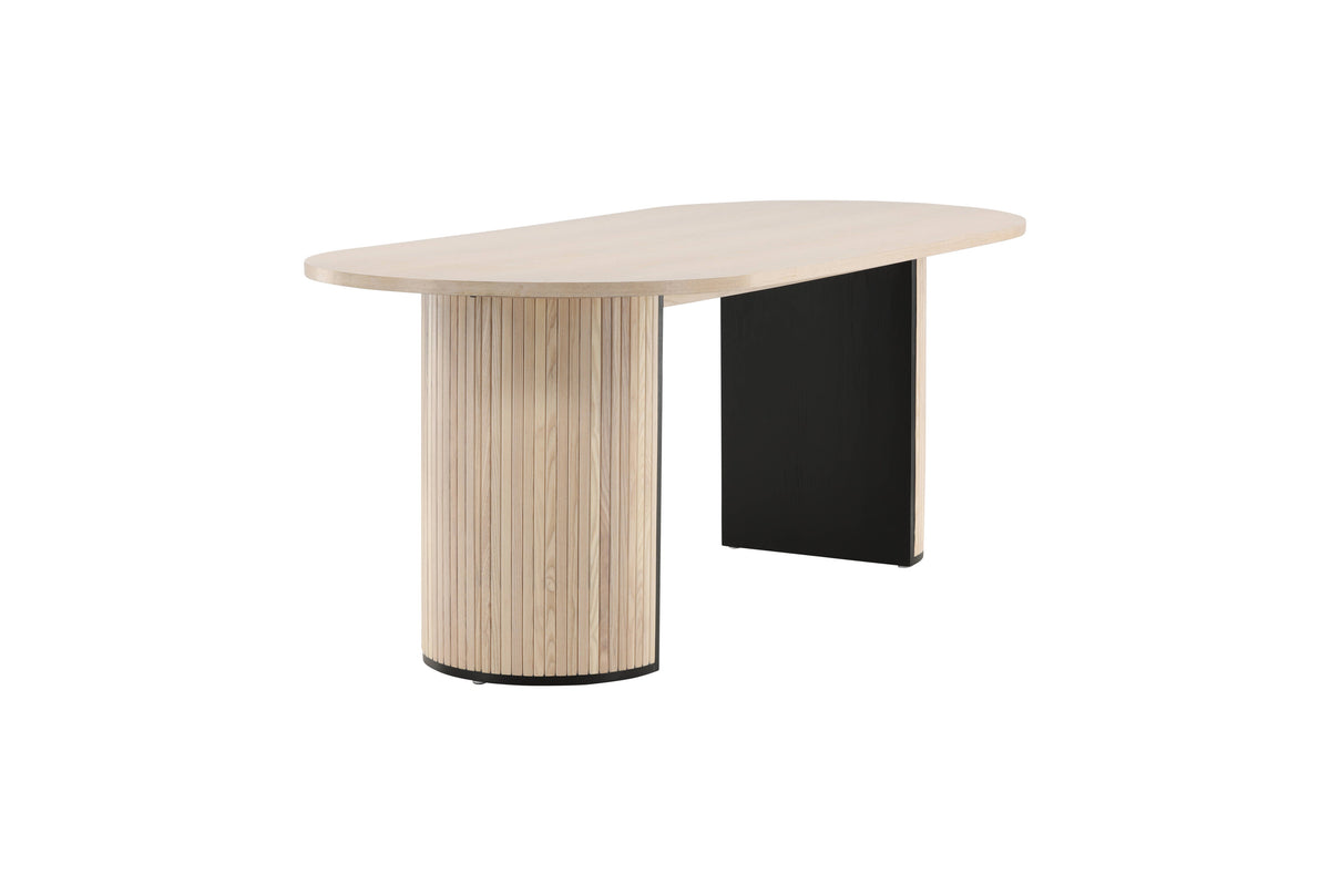 Bianca ovalt spisebord - 200 × 90 cm - hvidpigmenteret, sort, natur - billede 17