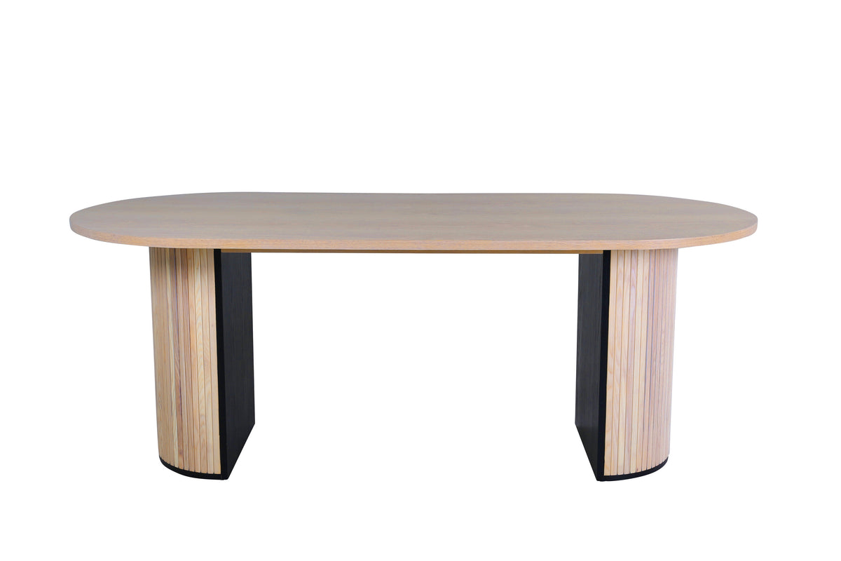 Bianca ovalt spisebord - 200 × 90 cm - hvidpigmenteret, sort, natur - billede 2