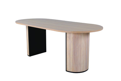 Bianca ovalt spisebord - 200 × 90 cm - hvidpigmenteret, sort, natur - billede 4