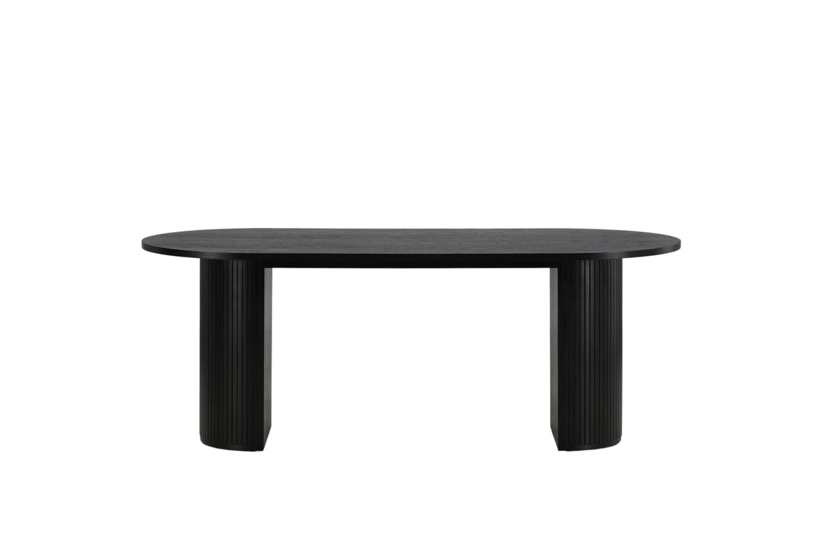 Bianca ovalt spisebord - 200 × 90 cm - sort - billede 1