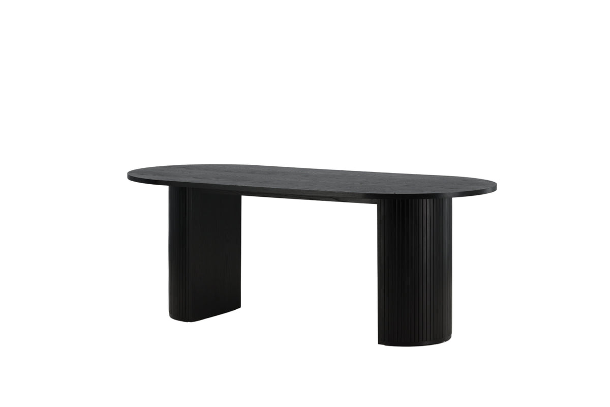 Bianca ovalt spisebord - 200 × 90 cm - sort - billede 2