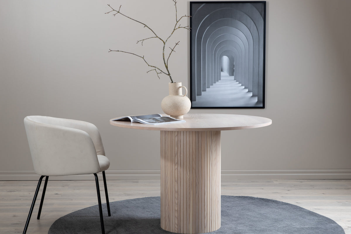 Bianca rundt spisebord - Ø110 cm - hvidpigmenteret, sort, hvid - billede 16