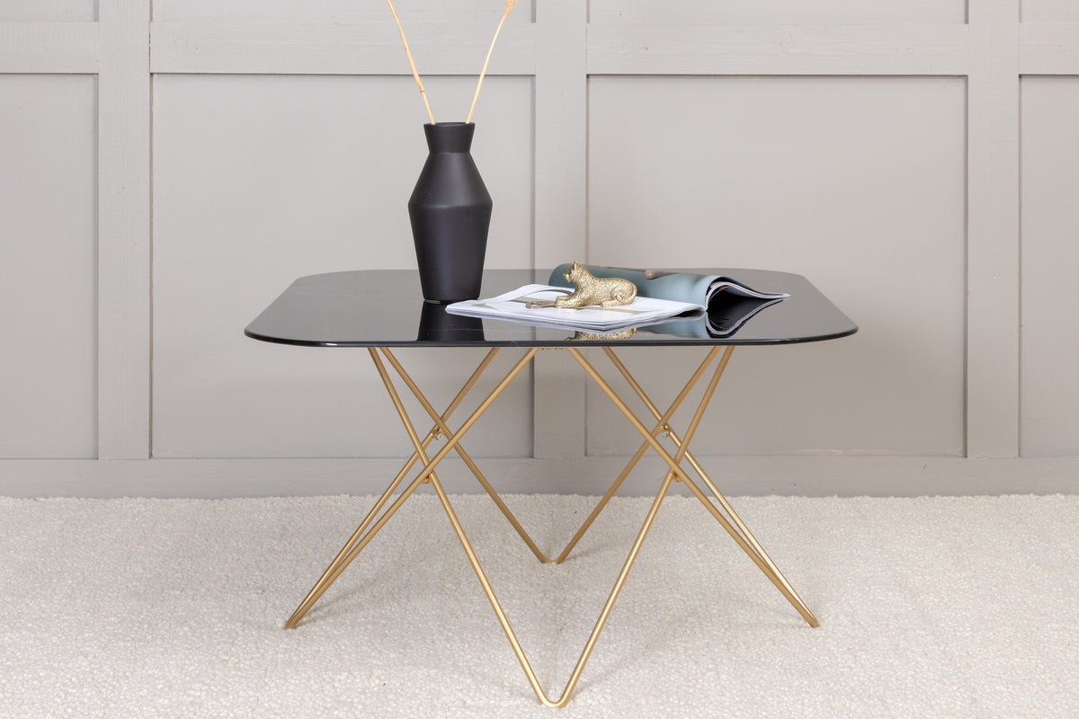 Tristar sofabord - 80 × 80 cm - sort, guld - billede 13