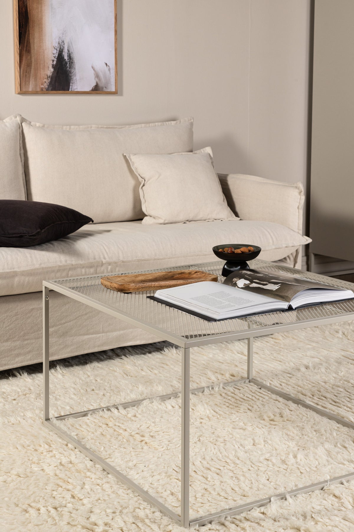 Netz sofabord - 80 × 80 cm - beige - billede 18