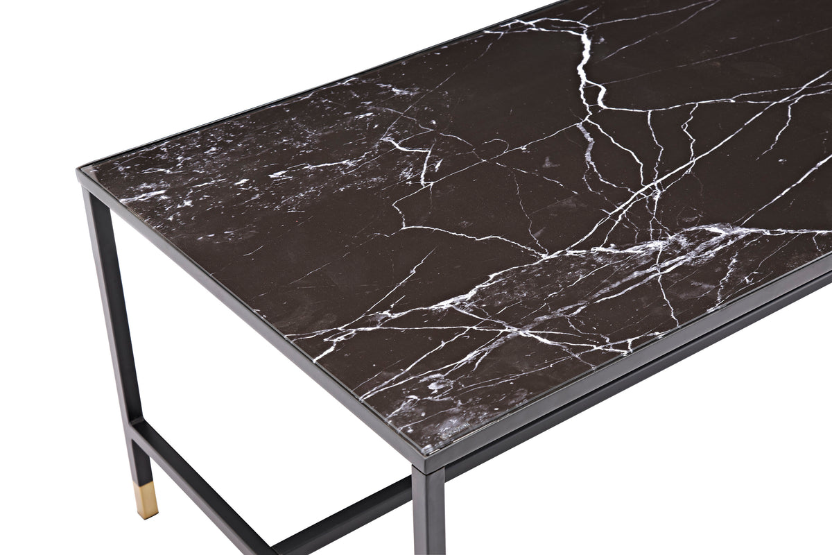 Dipp sofabord - 130 × 60 cm - sort, guld - billede 1