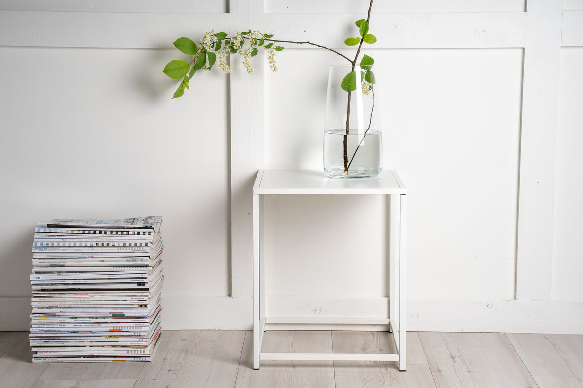 Staal sidebord - 37 × 38 cm - hvid - billede 4