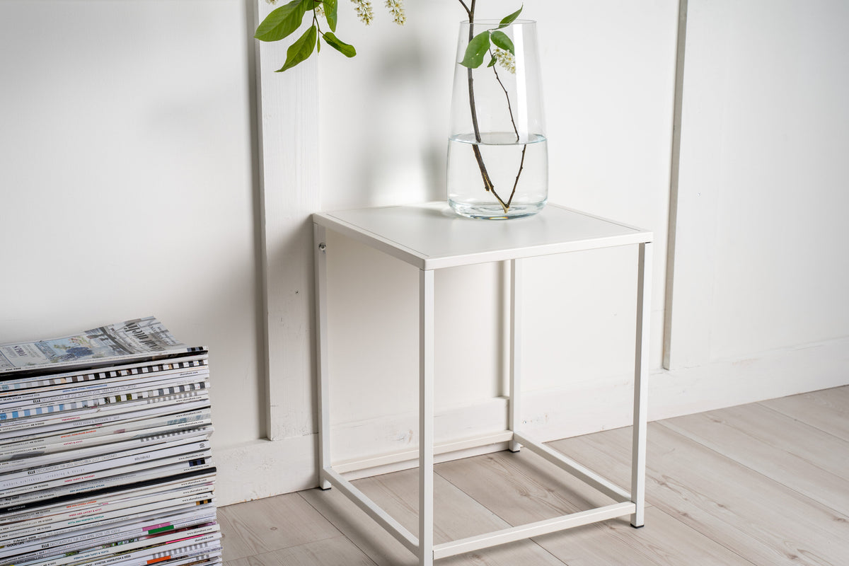 Staal sidebord - 37 × 38 cm - hvid - billede 7