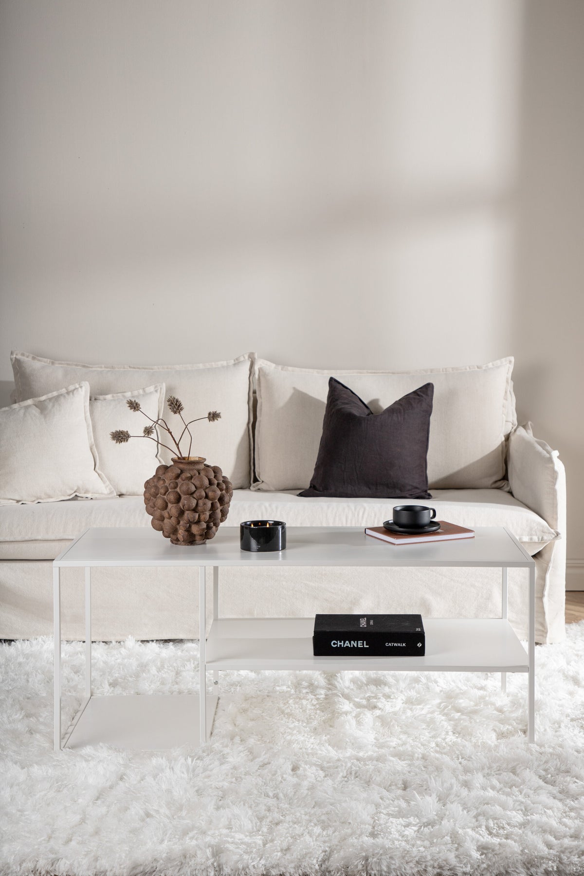 Staal sofabord - 120 × 50 cm - hvid - billede 16