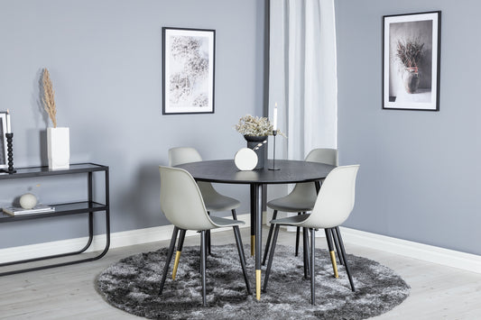 Dipp Rundt Spisebord ⌀115 Sort Messing