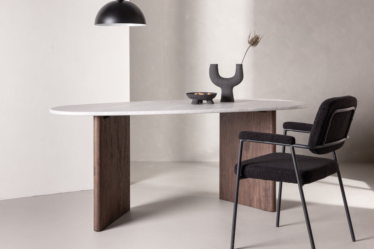 Grönvik ovalt spisebord - 180 × 90 cm - lysegrå, mokka - billede 14