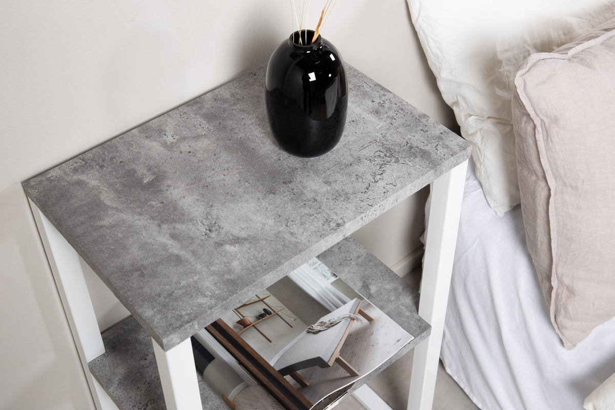 Rise sengebord - 45 × 30 cm - grå, hvid - billede 5
