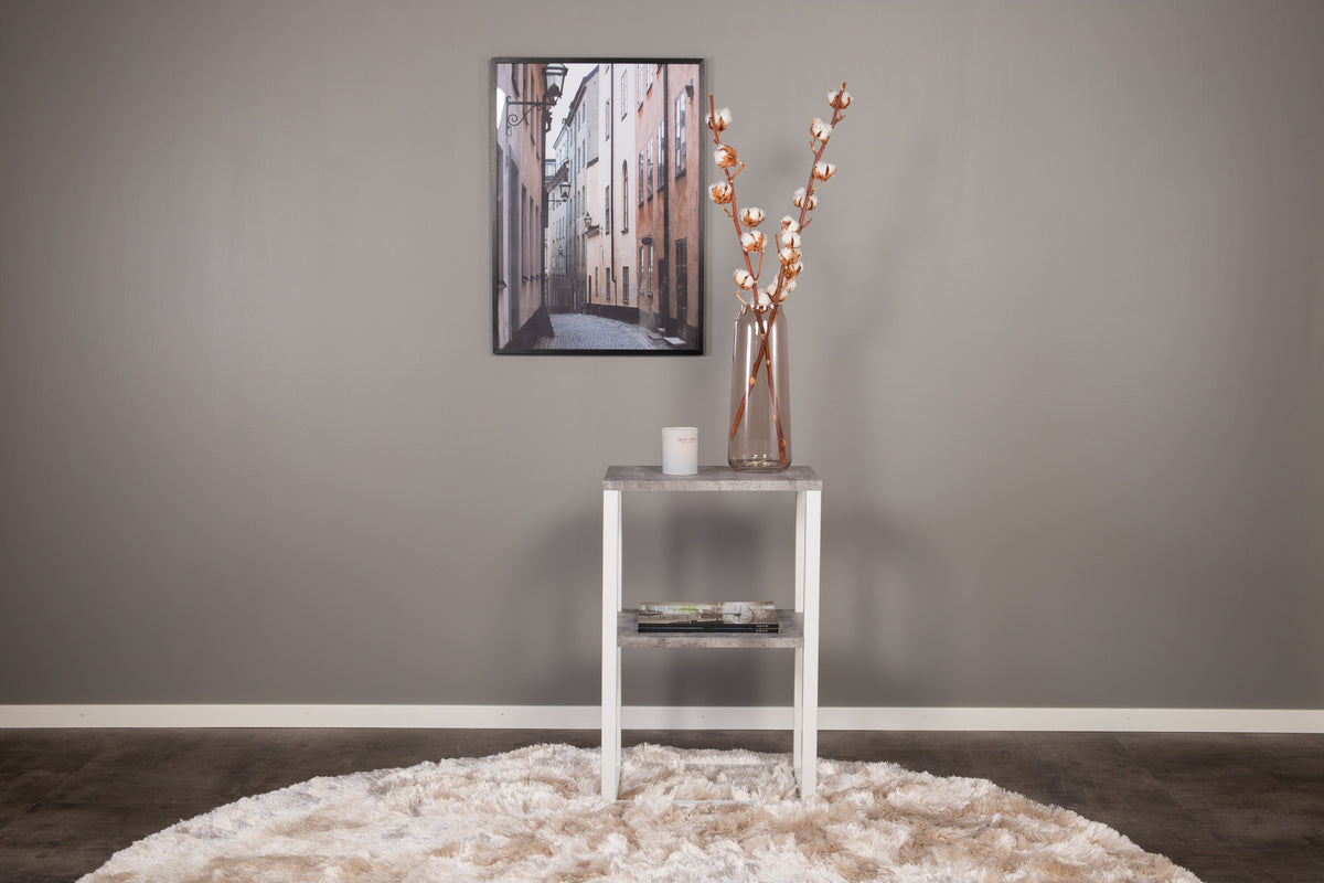 Rise sengebord - 45 × 30 cm - grå, hvid - billede 1