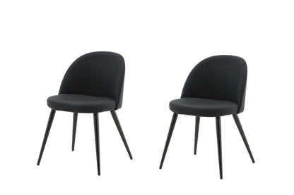 Velvet spisebordsstole - sort - 2 stk. - billede 1