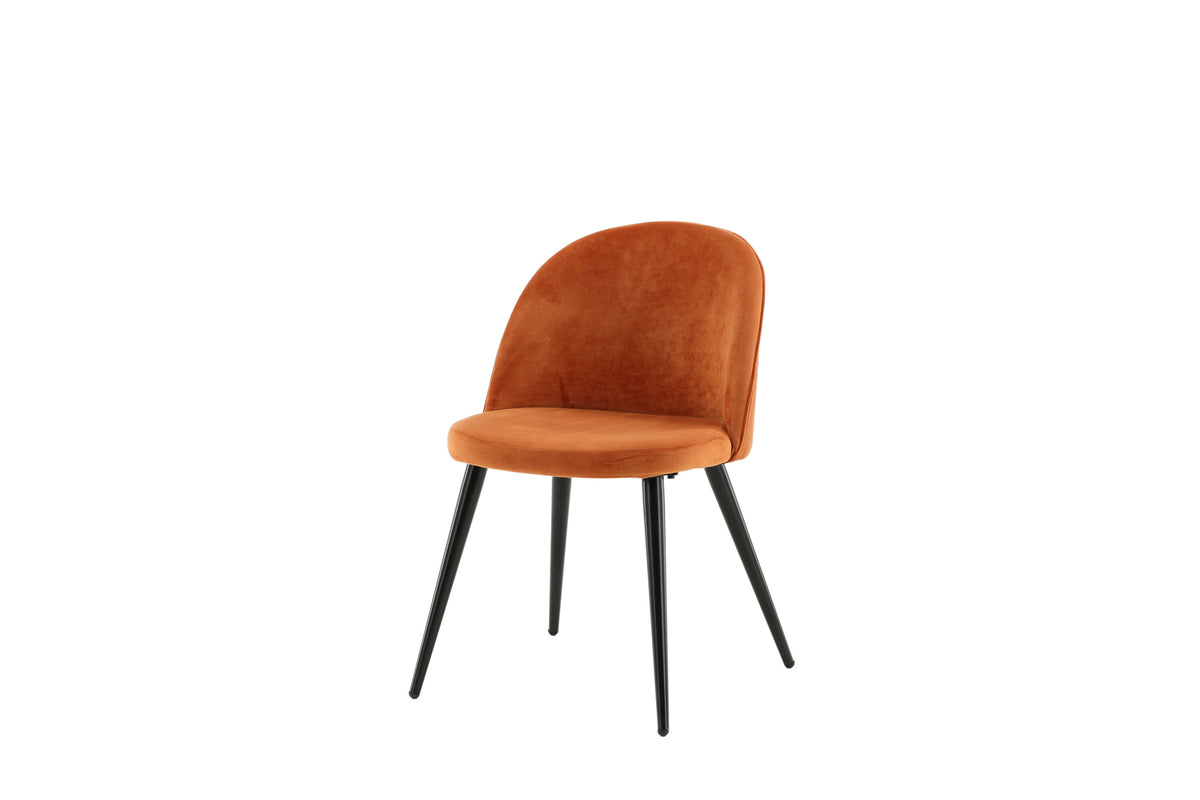 Velvet spisebordsstole - sort, rustorange - 2 stk. - billede 3
