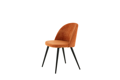 Velvet spisebordsstole - sort, rustorange - 2 stk. - billede 4