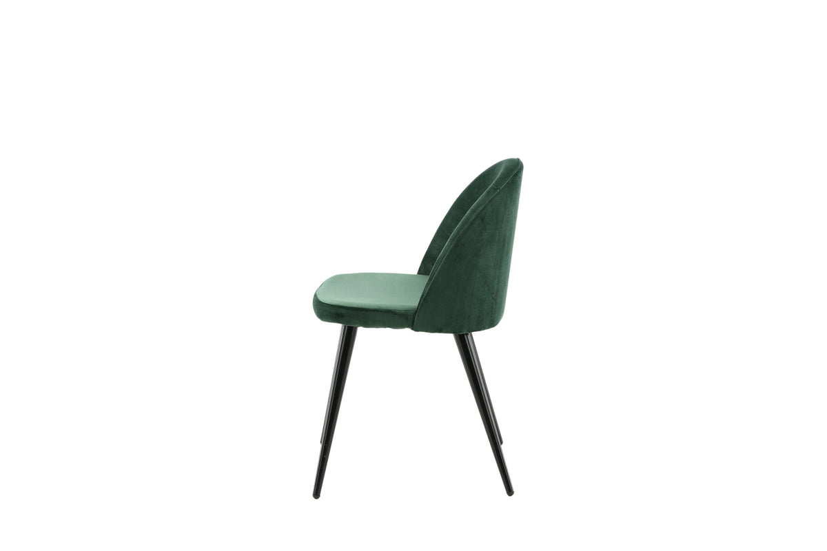 Velvet spisebordsstole - sort, grøn - 2 stk. - billede 5