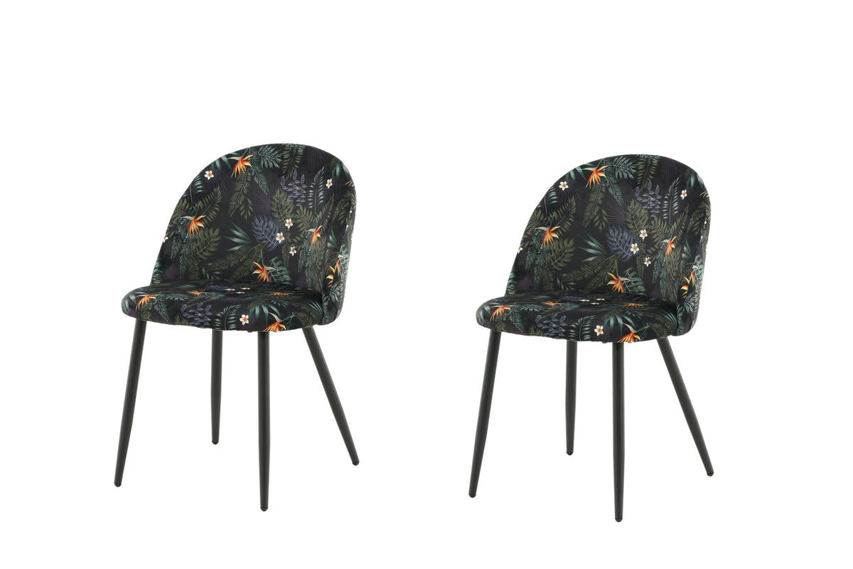 Velvet spisebordsstole - sort - 2 stk. - billede 2