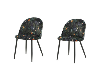 Velvet spisebordsstole - sort - 2 stk. - billede 2