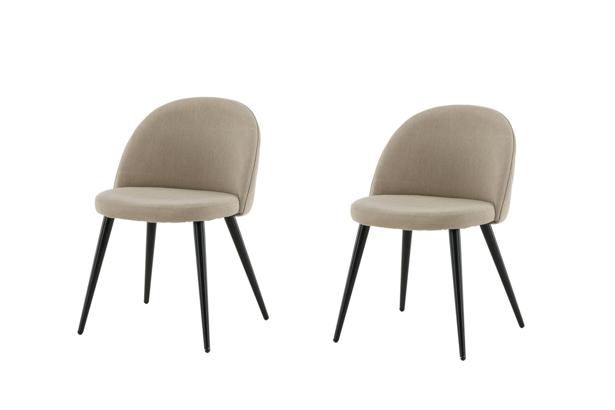 Velvet spisebordsstole - beige, sort - 2 stk. - billede 1