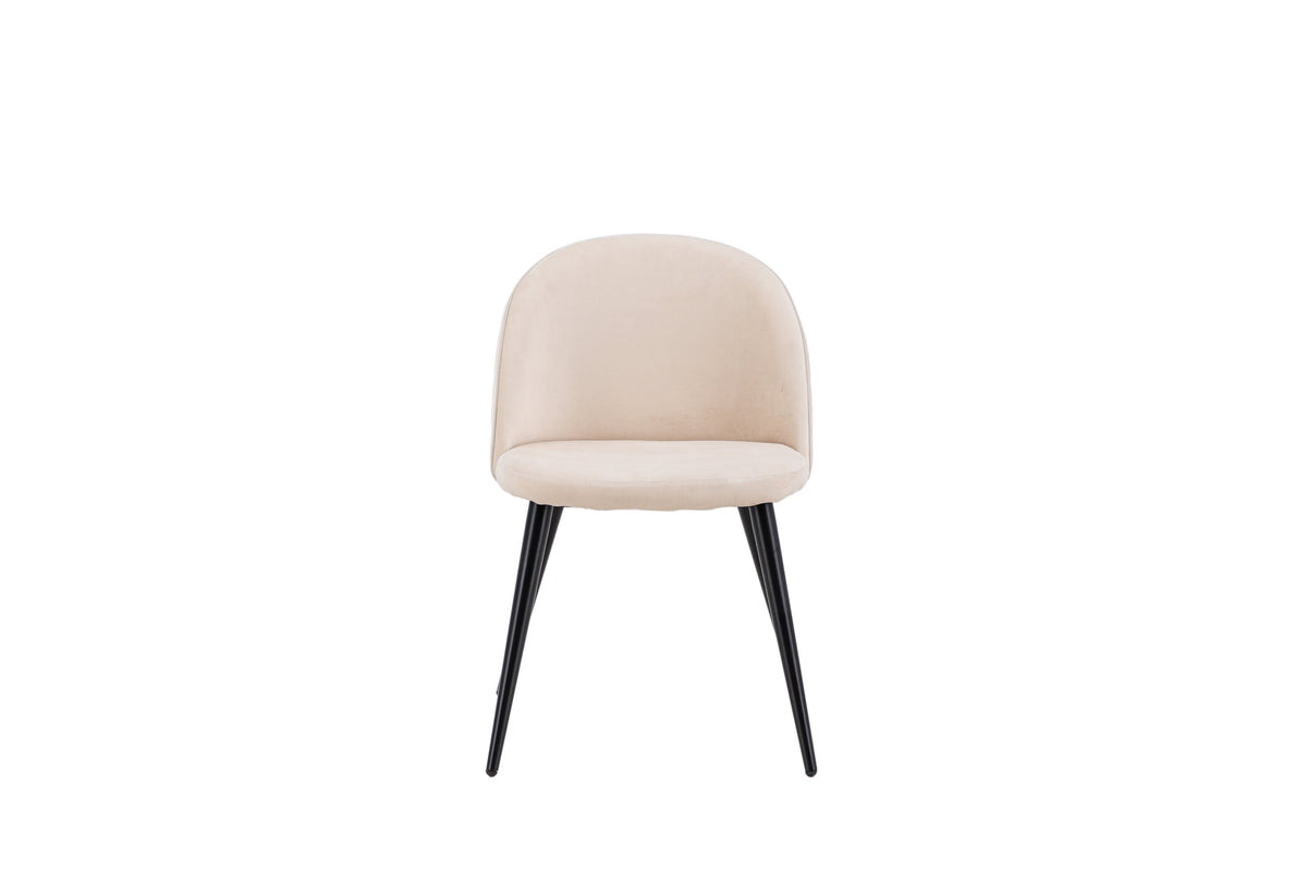 Velvet spisebordsstole - beige, sort - 2 stk. - billede 1