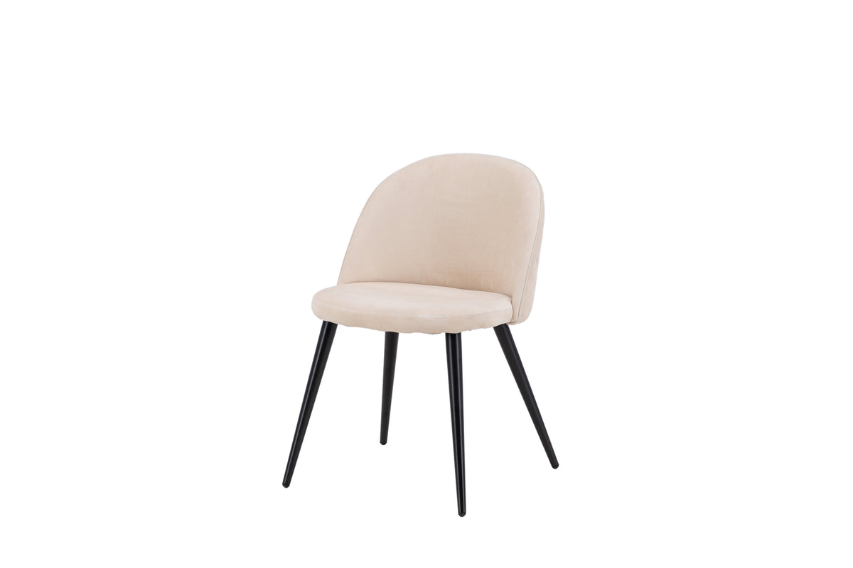 Velvet spisebordsstole - beige, sort - 2 stk. - billede 3