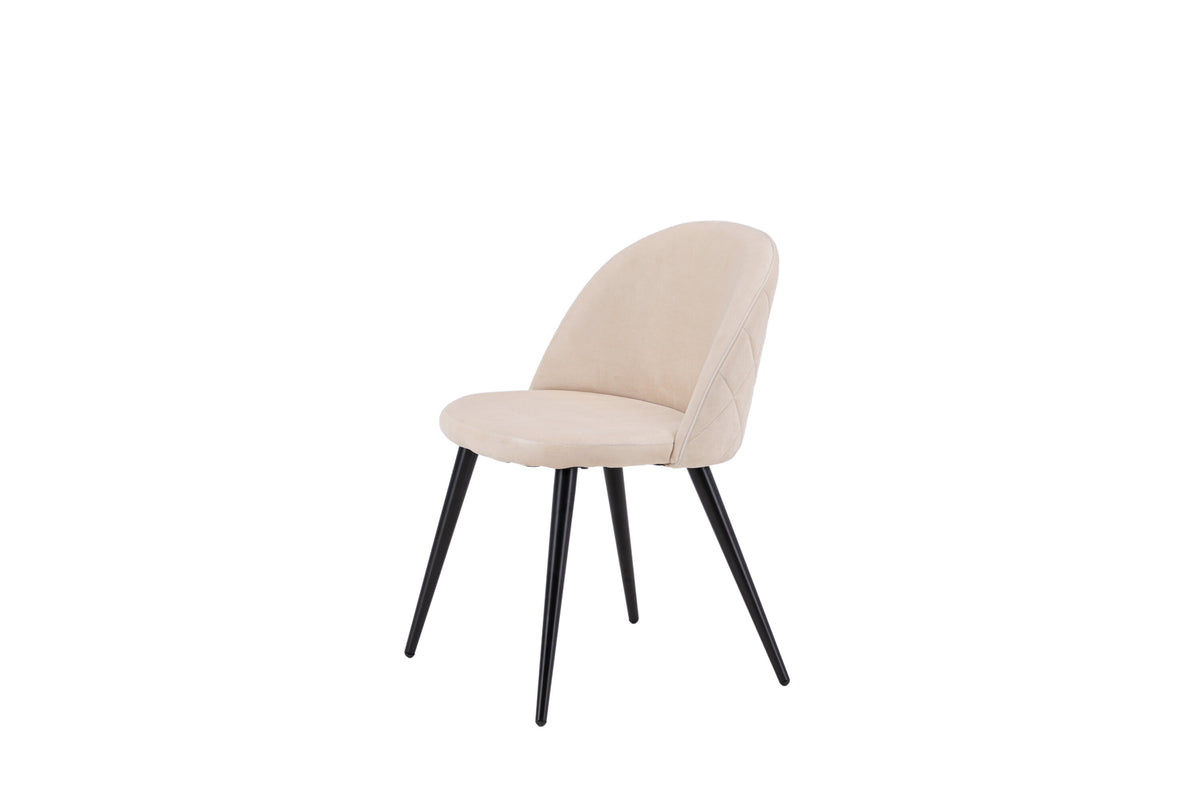 Velvet spisebordsstole - beige, sort - 2 stk. - billede 4