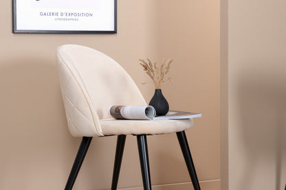 Velvet spisebordsstole - beige, sort - 2 stk. - billede 16