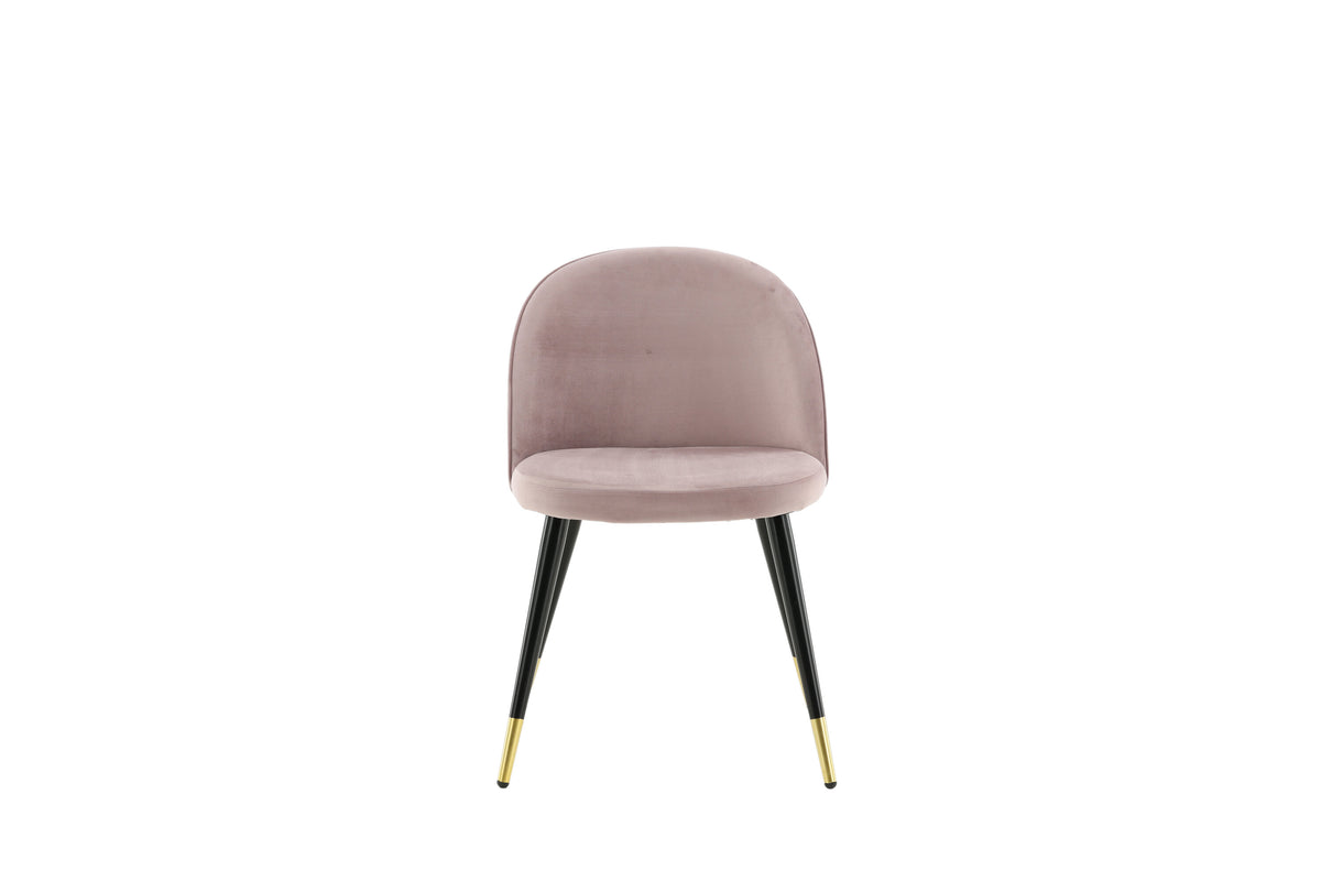 Velvet spisebordsstole - sort, støvet rosa, guld - 2 stk. - billede 1