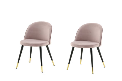 Velvet spisebordsstole - sort, støvet rosa, guld - 2 stk. - billede 2