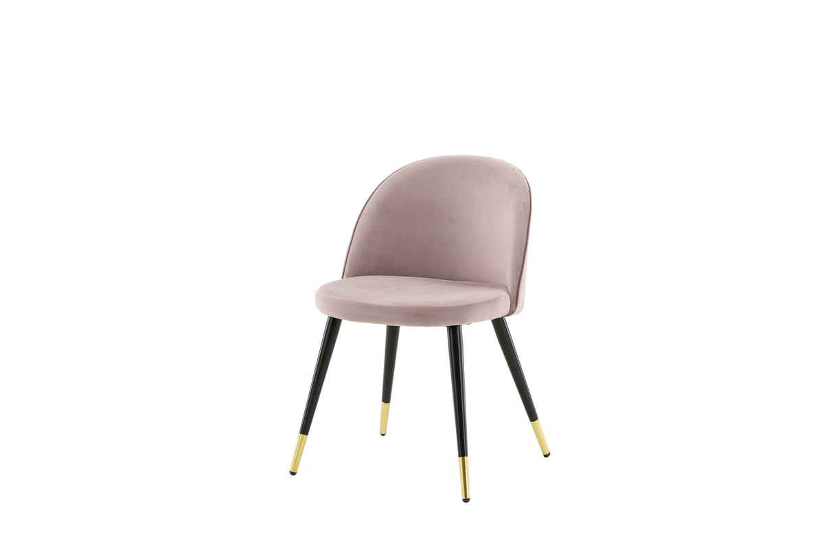 Velvet spisebordsstole - sort, støvet rosa, guld - 2 stk. - billede 3