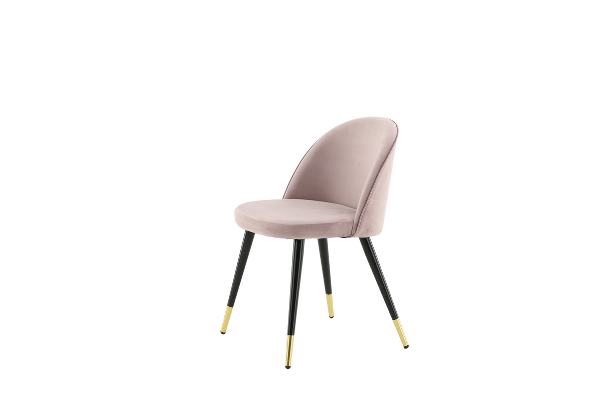 Velvet spisebordsstole - sort, støvet rosa, guld - 2 stk. - billede 4