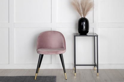 Velvet spisebordsstole - sort, støvet rosa, guld - 2 stk. - billede 14