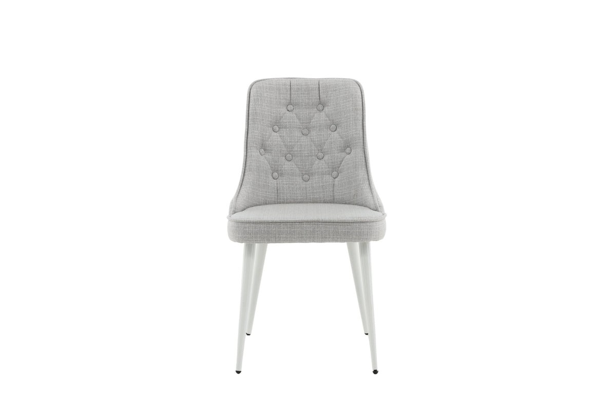 Velvet Deluxe spisebordsstole - lysegrå, hvid - 2 stk. - billede 1