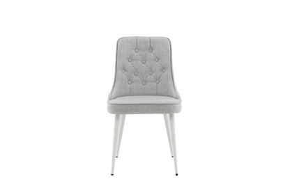 Velvet Deluxe spisebordsstole - lysegrå, hvid - 2 stk. - billede 1