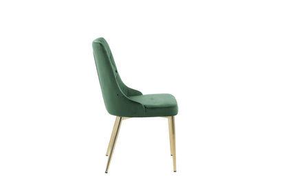 Velvet Deluxe spisebordsstole - guld, grøn - 2 stk. - billede 11