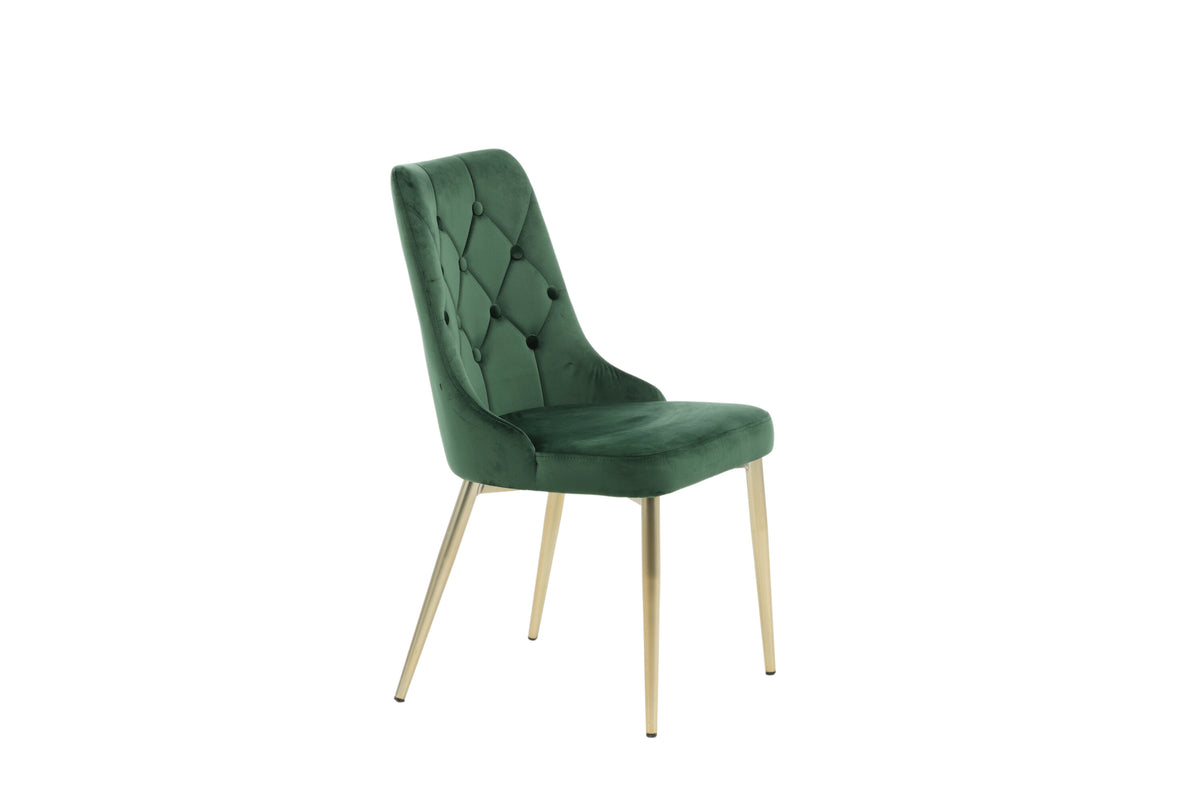 Velvet Deluxe spisebordsstole - guld, grøn - 2 stk. - billede 12