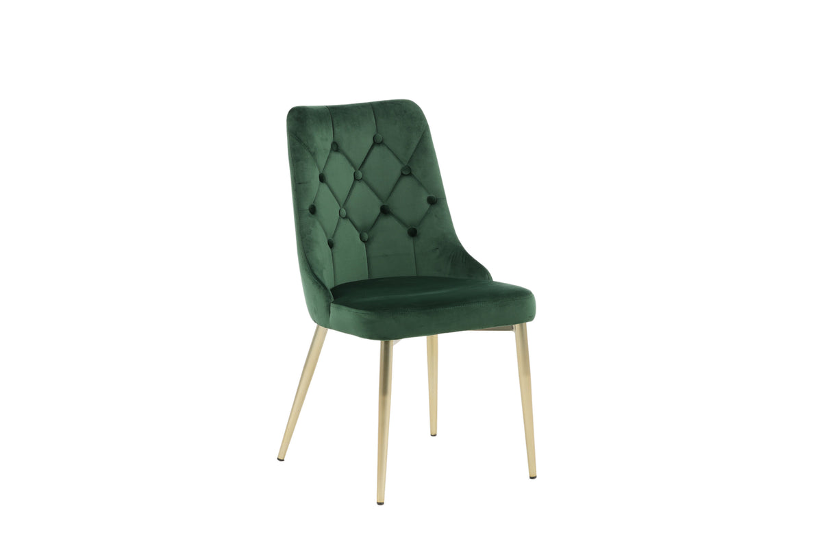 Velvet Deluxe spisebordsstole - guld, grøn - 2 stk. - billede 13