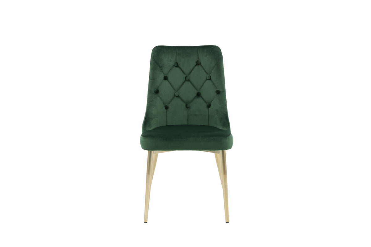 Velvet Deluxe spisebordsstole - guld, grøn - 2 stk. - billede 1
