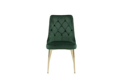 Velvet Deluxe spisebordsstole - guld, grøn - 2 stk. - billede 1
