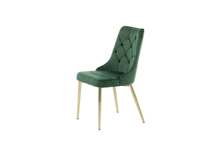 Velvet Deluxe spisebordsstole - guld, grøn - 2 stk. - billede 4