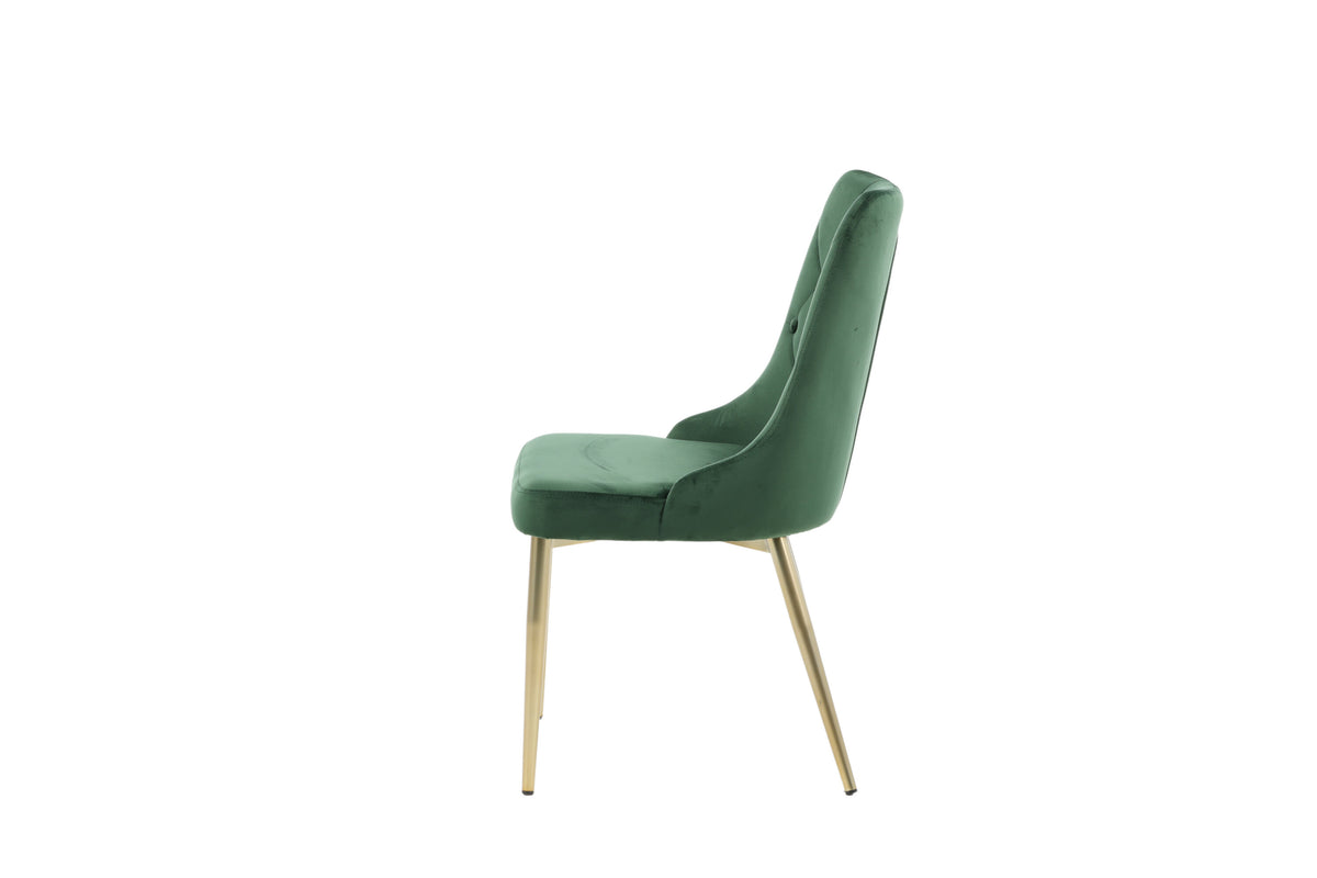 Velvet Deluxe spisebordsstole - guld, grøn - 2 stk. - billede 5