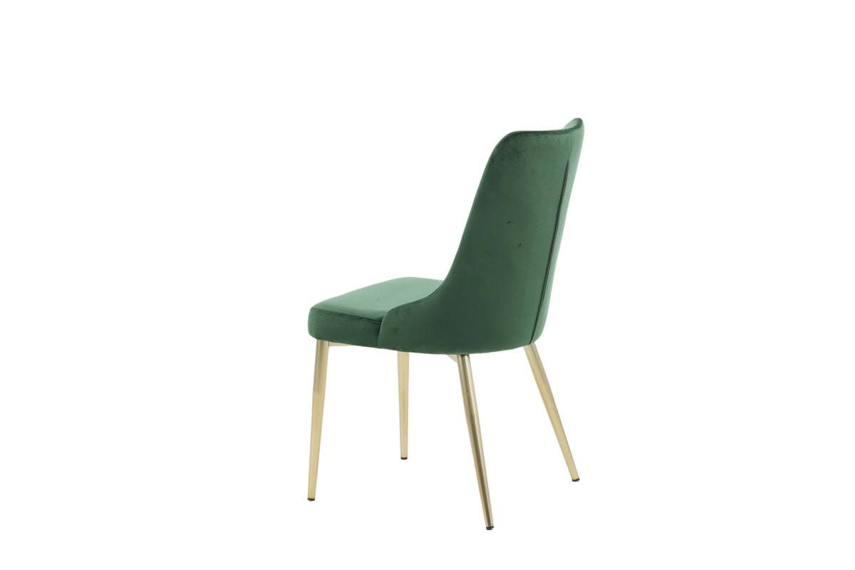 Velvet Deluxe spisebordsstole - guld, grøn - 2 stk. - billede 6